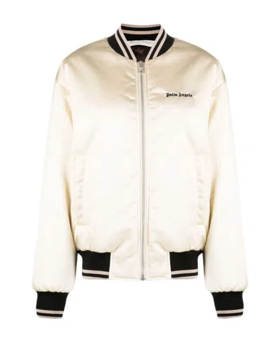 PALM ANGELS PALM ANGELS LOGO EMBROIDERED ZIPPED BOMBER JACKET