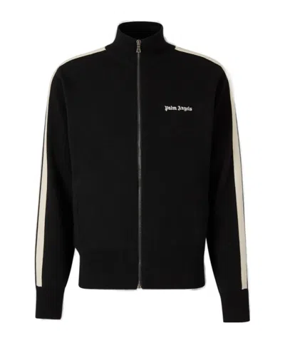 PALM ANGELS PALM ANGELS LOGO EMBROIDERED ZIPPED SWEATSHIRT
