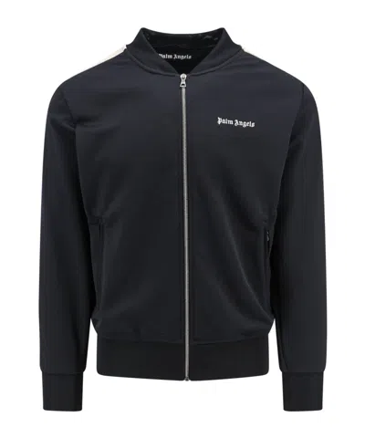 Palm Angels Classic Logo Black Sweatshirt With Logo Printed On The Front In Tech Fabric Man