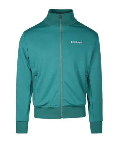 Palm Angels Logo Embroidered Zipped Track Jacket In Green