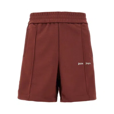 Palm Angels Logo Embroidery Track Shorts In Red