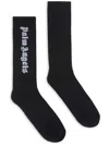 Palm Angels Ribbed Stretch Cotton Blend Socks In Black