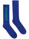 Palm Angels Logo-flames Socks In Blue