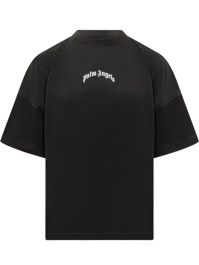 Palm Angels Logo Front T-shirt In Black