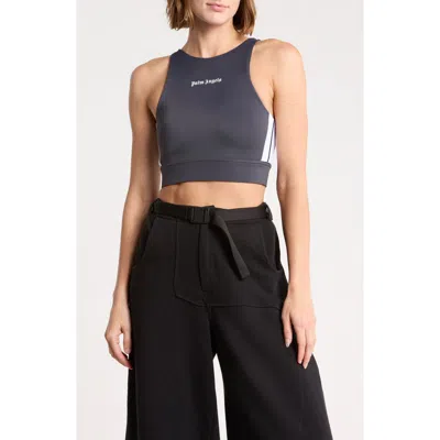 Palm Angels Logo High Neck Tank Top In Grey