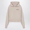 Palm Angels Logo Hoodie Light Beige In Beige