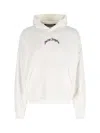 Palm Angels Oversized Hoodie With Drawstring Hood And Logo Accents In White