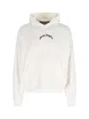 Palm Angels Oversized Hoodie With Drawstring Hood And Logo Accents In White