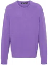 Palm Angels Curve Logo Crewneck Sweater In Purple