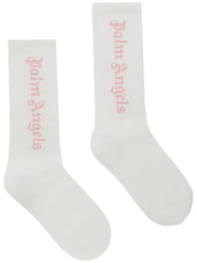 Palm Angels Kids' Logo-jacquard Cotton Socks In White