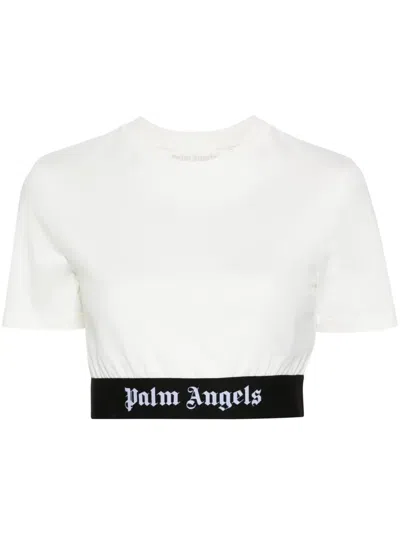 PALM ANGELS LOGO-JACQUARD CROPPED T-SHIRT
