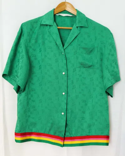 Pre-owned Palm Angels Logo Jacquard Shirt In Green