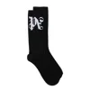 Palm Angels Monogram Jacquard Ankle-length Ribbed Socks In Black