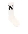 Palm Angels Monogram Jacquard Ankle-length Cotton Blend Socks In White
