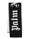 Palm Angels Logo-jacquard Wool-blend Scarf In Black Off White