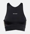 Palm Angels Black Training Crop Sport Top In Black