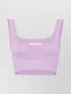 PALM ANGELS LOGO KNITTED CROP TOP SQUARE NECKLINE