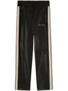 Palm Angels Anthracite Grey Linen Sports Trousers In Black