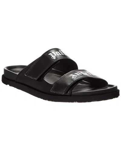 Palm Angels Logo Leather Sandal In Black