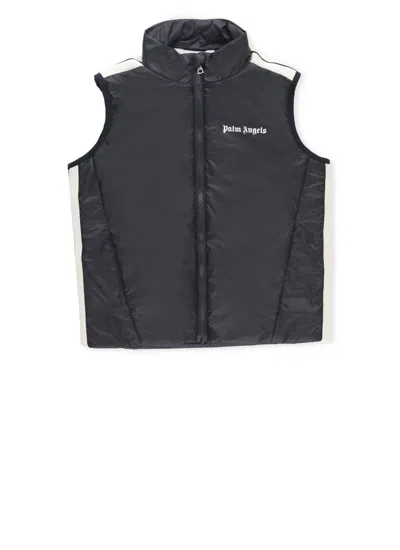 Palm Angels Kids' Logo Light Puffer Vest In Black