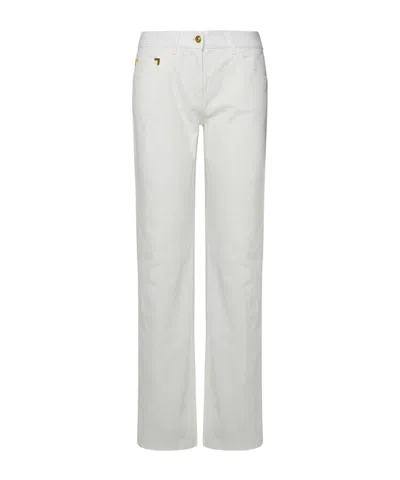 Palm Angels Logo Logo Denim Trousers In White