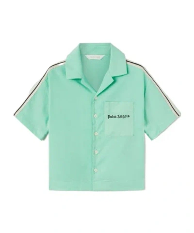 Palm Angels Logo Logo Short-sleeved Shirt In Green