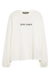 Palm Angels "classic Logo" Merino Wool And Cashmere Sweater In Off White Black