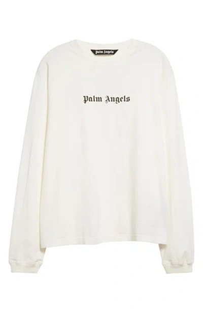 PALM ANGELS PALM ANGELS LOGO LONG SLEEVE COTTON GRAPHIC T-SHIRT