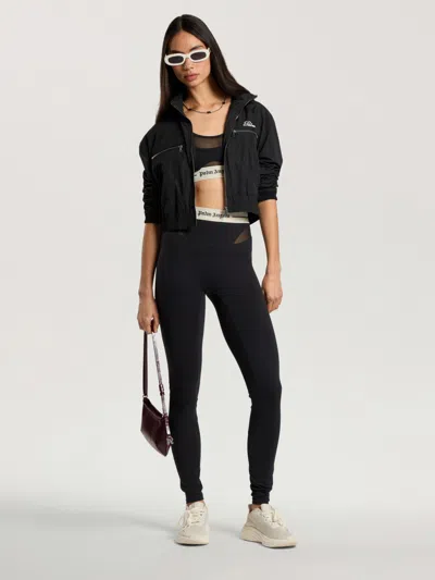 Palm Angels Logo Mesh Layer Sports Bra In Black