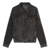 Palm Angels Logo Over Denim Jacket 'grey White' In Black