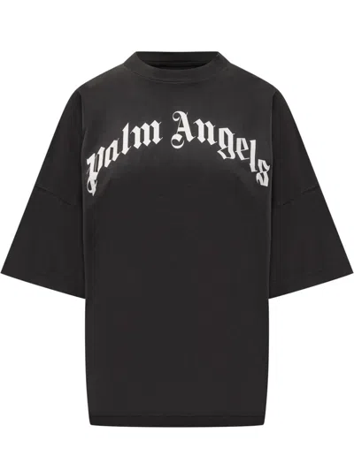 Palm Angels Crew Neck Short Sleeves Top In Black