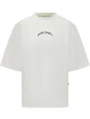 Palm Angels Relaxed-fit White T-shirt With Logo Print In Multi