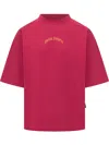 Palm Angels Curved Logo Oversized T-shirt In Pink