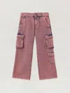 Palm Angels Overdye Wide-leg Cargo Denim Pants In Brown