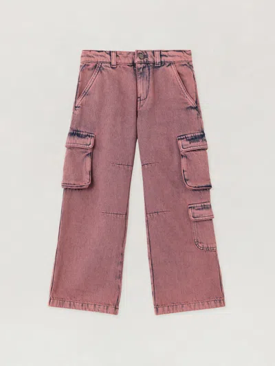 PALM ANGELS OVERDYE WIDE-LEG CARGO DENIM PANTS