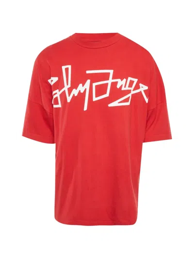 Pre-owned Palm Angels Logo Oversized T-shirt In Red