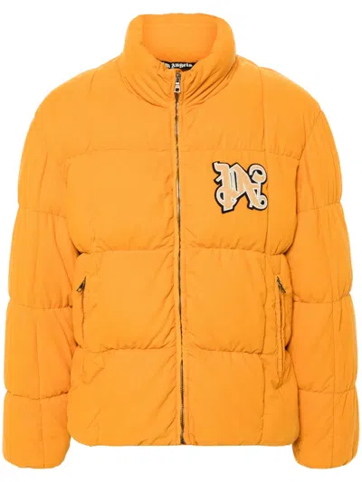 PALM ANGELS LOGO-PATCH CORDUROY DOWN JACKET