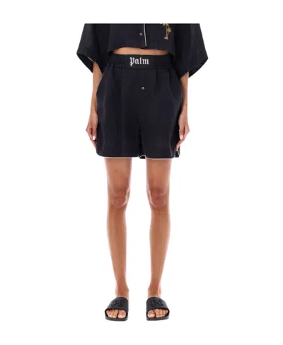 Palm Angels Logo-patch Cotton Boxer Shorts In Black