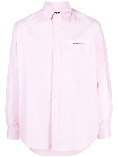 PALM ANGELS LOGO-PATCH COTTON SHIRT