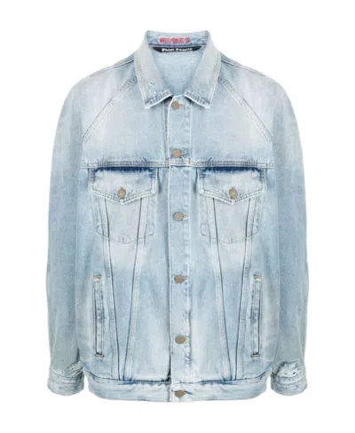 Palm Angels Logo-patch Denim Jacket In Blue
