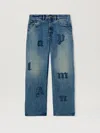 Palm Angels Logo Patch Straight Jeans In 4040 Light Blue - Light Blue