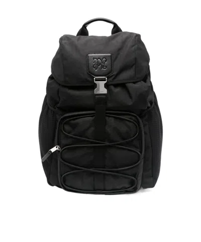 Palm Angels Logo Patch Foldover Top Backpack In Black