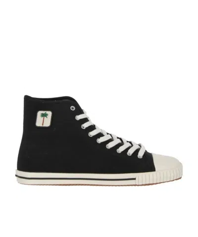 Palm Angels Logo-patch High-top Sneakers In Black