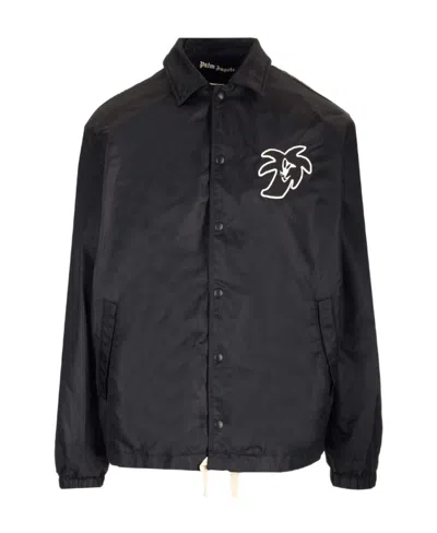 Palm Angels Logo-patch Lightweight Jacket In Black