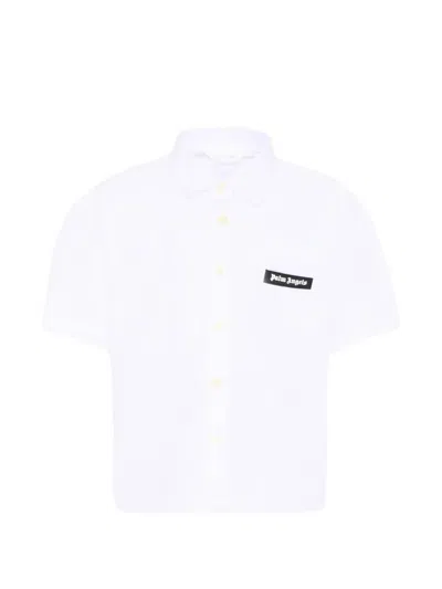Palm Angels Kids' Short Sleeve Shirt In White