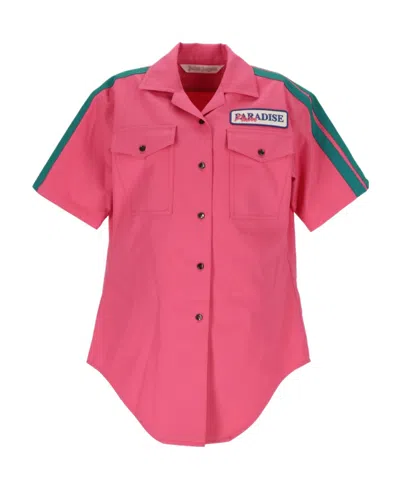 Palm Angels Logo-patch Short-sleeved Shirt In Pink