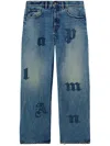 Palm Angels Logo Patch Straight Jeans In 蓝色