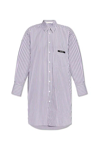 Palm Angels Logo Patch Striped Shirt In Multi