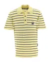 Palm Angels Stripy Terry Knitted Logo Polo Shirt In Yellow