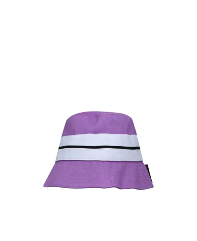 Palm Angels Logo Patch Venice Striped Bucket Hat In Red